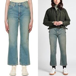 NWT RE/DONE 70s High Waist Distressed Denim Loose Flare Leg Ankle Crop Jeans 26